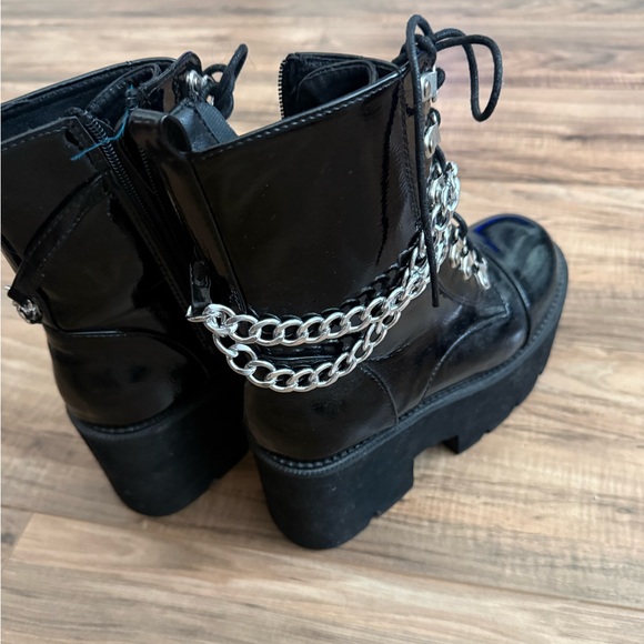 Womens size 7 Platform Boots Chunky Ankle Punk Boots Lace Up&Zipper Combat Boots - Picture 5 of 7